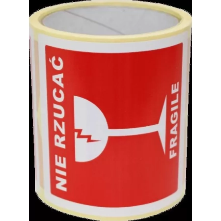 ETYKIETA 100x100mm NIE RZUCAĆ FRAGILE 1000szt
